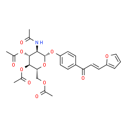 ChemSpider 2D Image | 4-[(2E)-3-(2-Furyl)-2-propenoyl]phenyl 2-acetamido-3,4,6-tri-O-acetyl-2-deoxy-beta-D-glucopyranoside | C27H29NO11