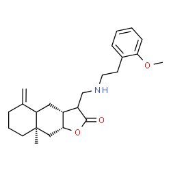 ChemSpider 2D Image | (3aR,8aR,9aR)-3-({[2-(2-Methoxyphenyl)ethyl]amino}methyl)-8a-methyl-5-methylenedecahydronaphtho[2,3-b]furan-2(3H)-one | C24H33NO3