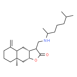 ChemSpider 2D Image | (3aR,8aR,9aR)-8a-Methyl-5-methylene-3-{[(6-methyl-2-heptanyl)amino]methyl}decahydronaphtho[2,3-b]furan-2(3H)-one | C23H39NO2