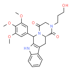 ChemSpider 2D Image | (12aS)-2-(3-Hydroxypropyl)-6-(3,4,5-trimethoxyphenyl)-2,3,6,7,12,12a-hexahydropyrazino[1',2':1,6]pyrido[3,4-b]indole-1,4-dione | C26H29N3O6