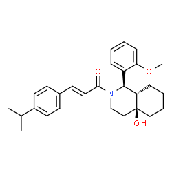 ChemSpider 2D Image | (2E)-1-[(1R,4aS,8aS)-4a-Hydroxy-1-(2-methoxyphenyl)octahydro-2(1H)-isoquinolinyl]-3-(4-isopropylphenyl)-2-propen-1-one | C28H35NO3