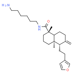 ChemSpider 2D Image | (1S,4aR,5S)-N-(6-Aminohexyl)-5-[2-(3-furyl)ethyl]-1,4a-dimethyl-6-methylenedecahydro-1-naphthalenecarboxamide | C26H42N2O2