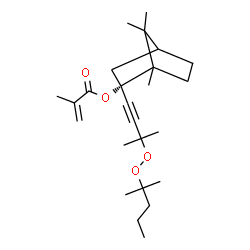 ChemSpider 2D Image | (2S)-1,7,7-Trimethyl-2-{3-methyl-3-[(2-methyl-2-pentanyl)peroxy]-1-butyn-1-yl}bicyclo[2.2.1]hept-2-yl methacrylate | C25H40O4
