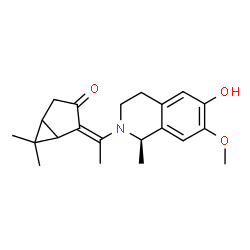 ChemSpider 2D Image | (2Z)-2-{1-[(1R)-6-Hydroxy-7-methoxy-1-methyl-3,4-dihydro-2(1H)-isoquinolinyl]ethylidene}-6,6-dimethylbicyclo[3.1.0]hexan-3-one | C21H27NO3