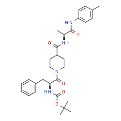 ChemSpider 2D Image | 2-Methyl-2-propanyl {(2S)-1-[4-({(2S)-1-[(4-methylphenyl)amino]-1-oxo-2-propanyl}carbamoyl)-1-piperidinyl]-1-oxo-3-phenyl-2-propanyl}carbamate | C30H40N4O5