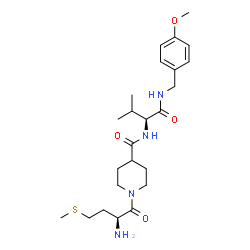 ChemSpider 2D Image | 1-(L-Methionyl)-N-{(2S)-1-[(4-methoxybenzyl)amino]-3-methyl-1-oxo-2-butanyl}-4-piperidinecarboxamide | C24H38N4O4S