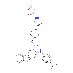 ChemSpider 2D Image | N-(4-Isopropylphenyl)-Nalpha-{[1-(N-{[(2-methyl-2-propanyl)oxy]carbonyl}glycyl)-4-piperidinyl]carbonyl}-L-tryptophanamide | C33H43N5O5