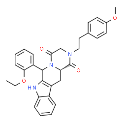ChemSpider 2D Image | (12aS)-6-(2-Ethoxyphenyl)-2-[2-(4-methoxyphenyl)ethyl]-2,3,6,7,12,12a-hexahydropyrazino[1',2':1,6]pyrido[3,4-b]indole-1,4-dione | C31H31N3O4