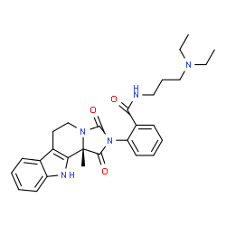 ChemSpider 2D Image | N-[3-(Diethylamino)propyl]-2-[(11bS)-11b-methyl-1,3-dioxo-5,6,11,11b-tetrahydro-1H-imidazo[1',5':1,2]pyrido[3,4-b]indol-2(3H)-yl]benzamide | C28H33N5O3