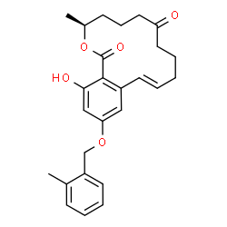 ChemSpider 2D Image | (3S,11E)-16-Hydroxy-3-methyl-14-[(2-methylbenzyl)oxy]-3,4,5,6,9,10-hexahydro-1H-2-benzoxacyclotetradecine-1,7(8H)-dione | C26H30O5