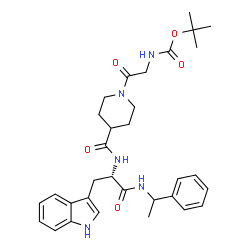 ChemSpider 2D Image | Nalpha-{[1-(N-{[(2-Methyl-2-propanyl)oxy]carbonyl}glycyl)-4-piperidinyl]carbonyl}-N-(1-phenylethyl)-L-tryptophanamide | C32H41N5O5