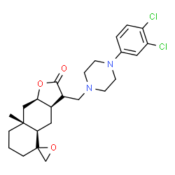 ChemSpider 2D Image | (3aR,4aR,8aR,9aR)-3-{[4-(3,4-Dichlorophenyl)-1-piperazinyl]methyl}-8a-methyldecahydro-2H-spiro[naphtho[2,3-b]furan-5,2'-oxiran]-2-one | C25H32Cl2N2O3