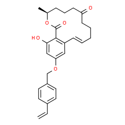 ChemSpider 2D Image | (3S,11E)-16-Hydroxy-3-methyl-14-[(4-vinylbenzyl)oxy]-3,4,5,6,9,10-hexahydro-1H-2-benzoxacyclotetradecine-1,7(8H)-dione | C27H30O5
