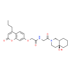 ChemSpider 2D Image | N-{2-[(4aS,8aS)-4a-Hydroxyoctahydro-2(1H)-isoquinolinyl]-2-oxoethyl}-2-[(2-oxo-4-propyl-2H-chromen-7-yl)oxy]acetamide | C25H32N2O6