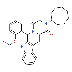 ChemSpider 2D Image | (12aS)-2-Cyclooctyl-6-(2-ethoxyphenyl)-2,3,6,7,12,12a-hexahydropyrazino[1',2':1,6]pyrido[3,4-b]indole-1,4-dione | C30H35N3O3