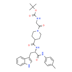 ChemSpider 2D Image | N-(4-Methylphenyl)-Nalpha-{[1-(N-{[(2-methyl-2-propanyl)oxy]carbonyl}glycyl)-4-piperidinyl]carbonyl}-L-tryptophanamide | C31H39N5O5