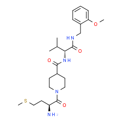 ChemSpider 2D Image | 1-(L-Methionyl)-N-{(2R)-1-[(2-methoxybenzyl)amino]-3-methyl-1-oxo-2-butanyl}-4-piperidinecarboxamide | C24H38N4O4S