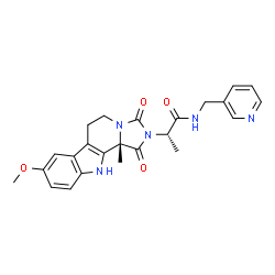 ChemSpider 2D Image | (2S)-2-[(11bS)-8-Methoxy-11b-methyl-1,3-dioxo-5,6,11,11b-tetrahydro-1H-imidazo[1',5':1,2]pyrido[3,4-b]indol-2(3H)-yl]-N-(3-pyridinylmethyl)propanamide | C24H25N5O4