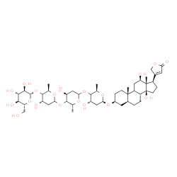 ChemSpider 2D Image | (3beta,5alpha,9xi,12beta)-3-{[beta-D-Glucopyranosyl-(1->4)-(4xi)-2,6-dideoxy-D-erythro-hexopyranosyl-(1->4)-(4xi)-2,6-dideoxy-D-erythro-hexopyranosyl-(1->4)-(4xi)-2,6-dideoxy-beta-D-erythro-hexopyrano
syl]oxy}-12,14-dihydroxycard-20(22)-enolide | C47H74O19
