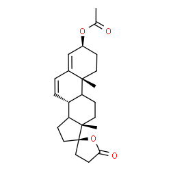 ChemSpider 2D Image | (3S,8R,10R,13S,17R)-10,13-Dimethyl-5'-oxo-1,2,3,4',5',8,9,10,11,12,13,14,15,16-tetradecahydro-3'H-spiro[cyclopenta[a]phenanthrene-17,2'-furan]-3-yl acetate | C24H32O4