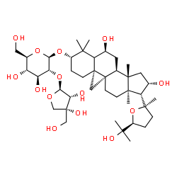 ChemSpider 2D Image | (3beta,5xi,6alpha,9beta,16beta,20R,24S)-6,16,25-Trihydroxy-20,24-epoxy-9,19-cyclolanostan-3-yl 2-O-[(2S,3R,4R)-3,4-dihydroxy-4-(hydroxymethyl)tetrahydro-2-furanyl]-beta-D-glucopyranoside | C41H68O14