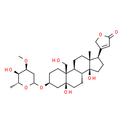 ChemSpider 2D Image | (3beta,5beta)-3-[(2,6-Dideoxy-3-O-methyl-D-ribo-hexopyranosyl)oxy]-5,14,19-trihydroxycard-20(22)-enolide | C30H46O9