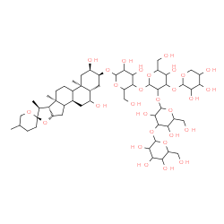ChemSpider 2D Image | (2alpha,3alpha,5alpha,9xi,14xi)-2,6-Dihydroxyspirostan-3-yl hexopyranosyl-(1->3)hexopyranosyl-(1->2)-[pentopyranosyl-(1->3)]hexopyranosyl-(1->4)hexopyranoside | C56H92O29