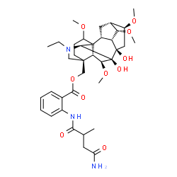 ChemSpider 2D Image | [(6beta,7beta,14alpha,16beta)-20-Ethyl-7,8-dihydroxy-1,6,14,16-tetramethoxyaconitan-4-yl]methyl 2-[(4-amino-2-methyl-4-oxobutanoyl)amino]benzoate | C37H53N3O10