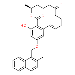 ChemSpider 2D Image | (3S,11E)-16-Hydroxy-3-methyl-14-[(2-methyl-1-naphthyl)methoxy]-3,4,5,6,9,10-hexahydro-1H-2-benzoxacyclotetradecine-1,7(8H)-dione | C30H32O5