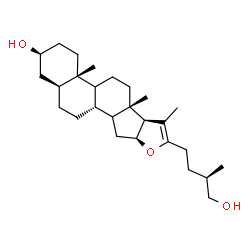 ChemSpider 2D Image | (3beta,5alpha,9xi,14xi,25R)-Furost-20(22)-en-3,26-diol | C27H44O3