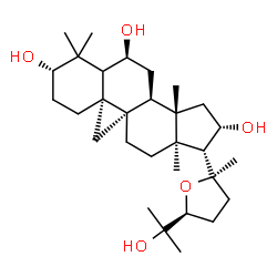 ChemSpider 2D Image | (3beta,5xi,6alpha,9beta,16beta,20R,24S)-20,24-Epoxy-9,19-cyclolanostane-3,6,16,25-tetrol | C30H50O5