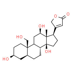ChemSpider 2D Image | (3beta,5alpha,9xi,12beta)-3,12,14,19-Tetrahydroxycard-20(22)-enolide | C23H34O6