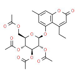 ChemSpider 2D Image | 4-Ethyl-7-methyl-2-oxo-2H-chromen-5-yl 2,3,4,6-tetra-O-acetyl-beta-D-glucopyranoside | C26H30O12