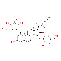 ChemSpider 2D Image | (1beta,3beta,9xi,14xi,16beta,22S)-1-(Hexopyranosyloxy)-3,22-dihydroxycholest-5-en-16-yl hexopyranoside | C39H66O14