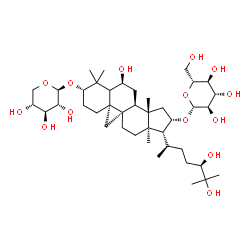 ChemSpider 2D Image | (3beta,5xi,6alpha,9beta,16beta,24R)-6,24,25-Trihydroxy-3-(beta-D-xylopyranosyloxy)-9,19-cyclolanostan-16-yl beta-D-glucopyranoside | C41H70O14