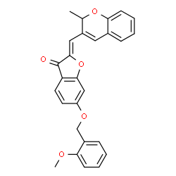 ChemSpider 2D Image | (2Z)-6-[(2-Methoxybenzyl)oxy]-2-[(2-methyl-2H-chromen-3-yl)methylene]-1-benzofuran-3(2H)-one | C27H22O5