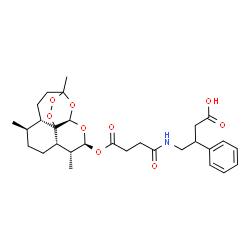 ChemSpider 2D Image | 4-[(4-Oxo-4-{[(4S,5R,8S,9R,10S,12R)-1,5,9-trimethyl-11,14,15,16-tetraoxatetracyclo[10.3.1.0~4,13~.0~8,13~]hexadec-10-yl]oxy}butanoyl)amino]-3-phenylbutanoic acid | C29H39NO9