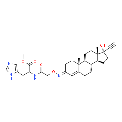 ChemSpider 2D Image | Methyl N-[({(E)-[(3E)-17-hydroxypregn-4-en-20-yn-3-ylidene]amino}oxy)acetyl]histidinate | C30H40N4O5