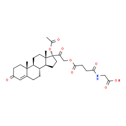 ChemSpider 2D Image | N-{4-[(17-Acetoxy-3,20-dioxopregn-4-en-21-yl)oxy]-4-oxobutanoyl}glycine | C29H39NO9