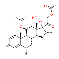 ChemSpider 2D Image | (6alpha,11beta,16alpha)-17-Hydroperoxy-6,16-dimethyl-3,20-dioxopregna-1,4-diene-11,21-diyl diacetate | C27H36O8