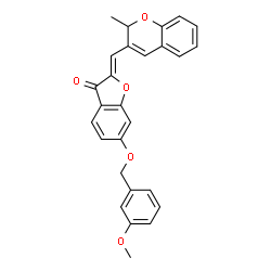 ChemSpider 2D Image | (2Z)-6-[(3-Methoxybenzyl)oxy]-2-[(2-methyl-2H-chromen-3-yl)methylene]-1-benzofuran-3(2H)-one | C27H22O5