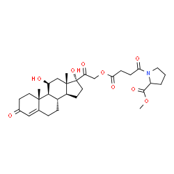 ChemSpider 2D Image | Methyl 1-(4-{[(11beta)-11,17-dihydroxy-3,20-dioxopregn-4-en-21-yl]oxy}-4-oxobutanoyl)prolinate | C31H43NO9