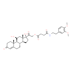 ChemSpider 2D Image | (11beta)-11,17-Dihydroxy-3,20-dioxopregn-4-en-21-yl 4-{[2-(3,4-dimethoxyphenyl)ethyl]amino}-4-oxobutanoate | C35H47NO9