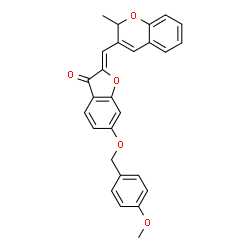 ChemSpider 2D Image | (2Z)-6-[(4-Methoxybenzyl)oxy]-2-[(2-methyl-2H-chromen-3-yl)methylene]-1-benzofuran-3(2H)-one | C27H22O5