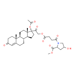 ChemSpider 2D Image | Methyl 1-{4-[(17-acetoxy-3,20-dioxopregn-4-en-21-yl)oxy]-4-oxobutanoyl}-4-hydroxyprolinate | C33H45NO10