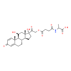 ChemSpider 2D Image | N-(4-{[(11beta)-11,17-Dihydroxy-3,20-dioxopregna-1,4-dien-21-yl]oxy}-4-oxobutanoyl)alanine | C28H37NO9