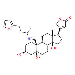 ChemSpider 2D Image | (3beta,5beta,19E)-19-{[4-(2-Furyl)-2-butanyl]imino}-3,5,14-trihydroxycard-20(22)-enolide | C31H43NO6