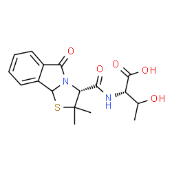 ChemSpider 2D Image | N-{[(3R)-2,2-Dimethyl-5-oxo-2,3,5,9b-tetrahydro[1,3]thiazolo[2,3-a]isoindol-3-yl]carbonyl}-L-threonine | C17H20N2O5S