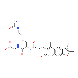 ChemSpider 2D Image | N~6~-Carbamoyl-N~2~-[3-(2,3,5-trimethyl-7-oxo-7H-furo[3,2-g]chromen-6-yl)propanoyl]-L-lysylglycine | C26H32N4O8