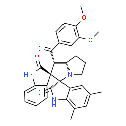 ChemSpider 2D Image | (1'S,3R,3'S,7a'S)-1'-(3,4-Dimethoxybenzoyl)-5'',7''-dimethyl-5',6',7',7a'-tetrahydro-1'H-dispiro[indole-3,2'-pyrrolizine-3',3''-indole]-2,2''(1H,1''H)-dione | C32H31N3O5